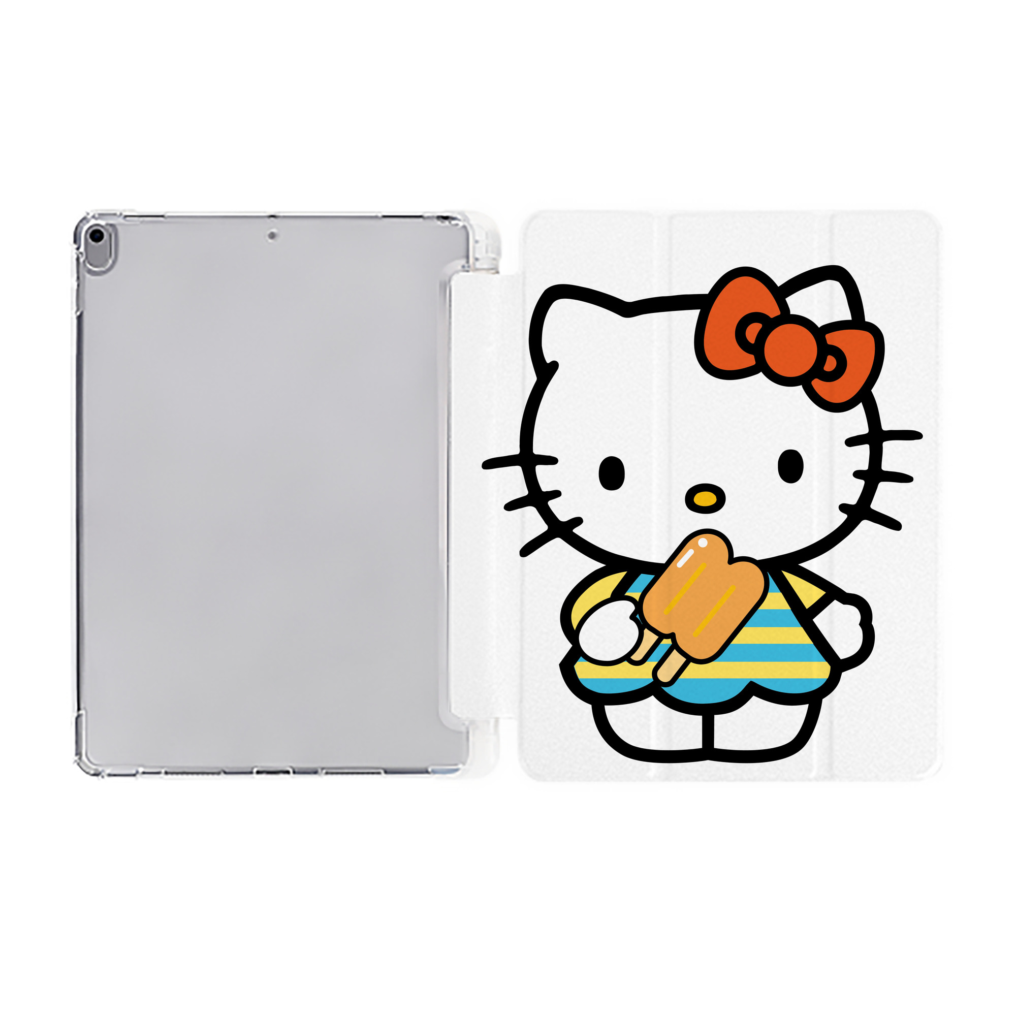 （画像用） Hello Kitty ハローキティ IPad ケース ペン収納付き 三つ折りスタンド PUレザー×シリコン 対応機種9.5/10.5/10.9インチ